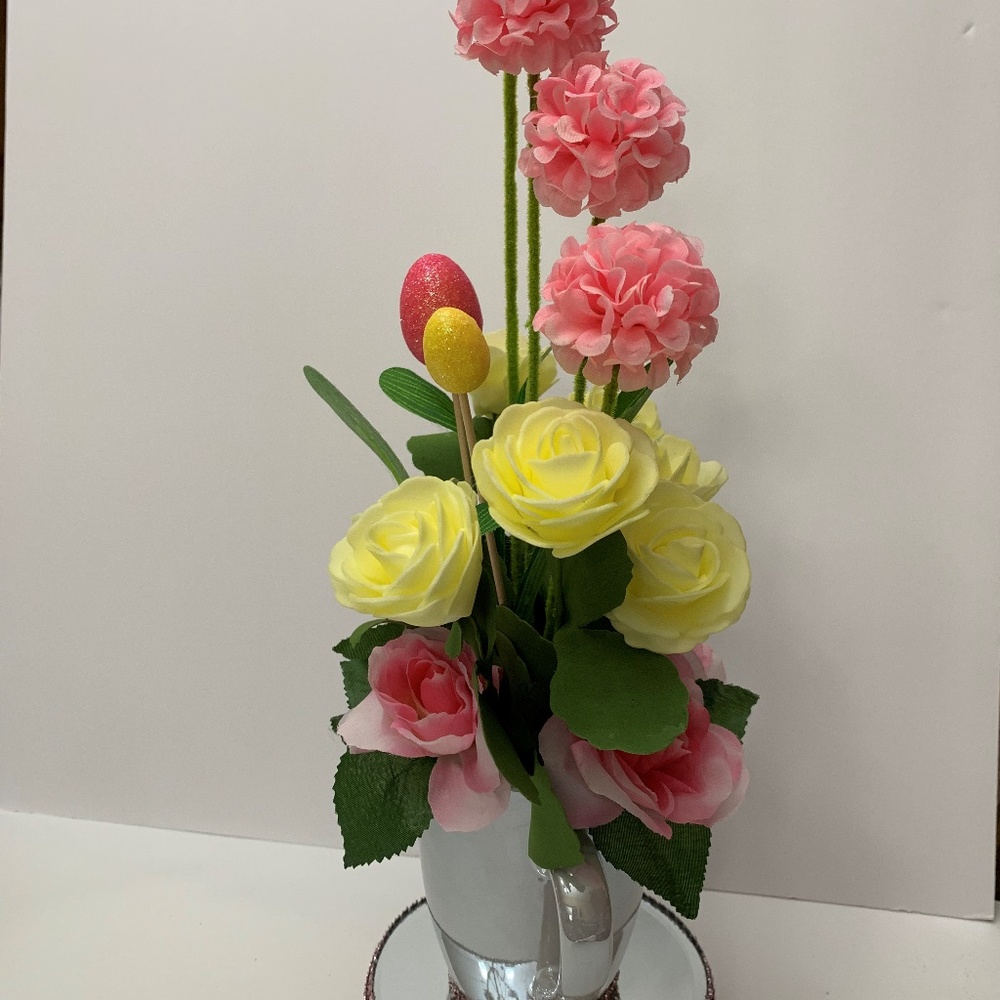 EASTER homemade artificial flower arrangement
